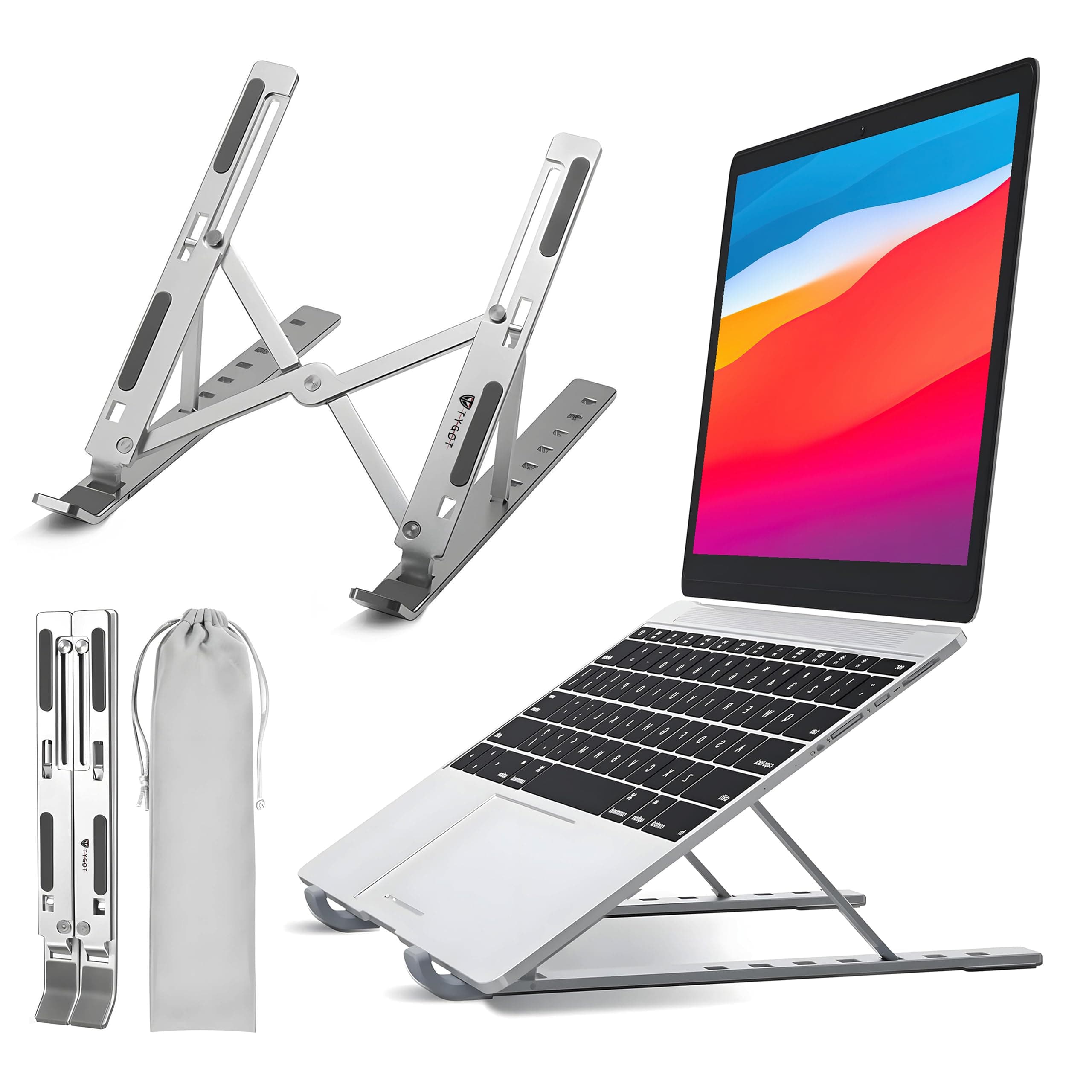 TygotLaptop Stand with 7 Adjustable Level, Ergonomic Design, Multifunctional for All Laptops (Grey)