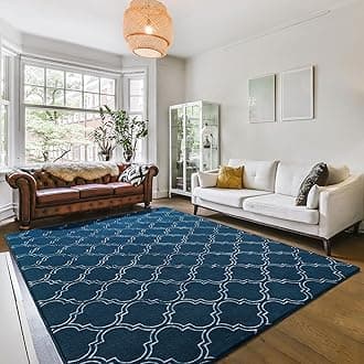 Amearea Fluffy Indoor Area Rug, Soft Trellis Moroccan Rugs for Bedroom, Shag Modern Area Rug for Living Room Kids Room Nursery, Easy Clean, Home Decor Low Pile Carpet, Teal Blue 6x9 Feet