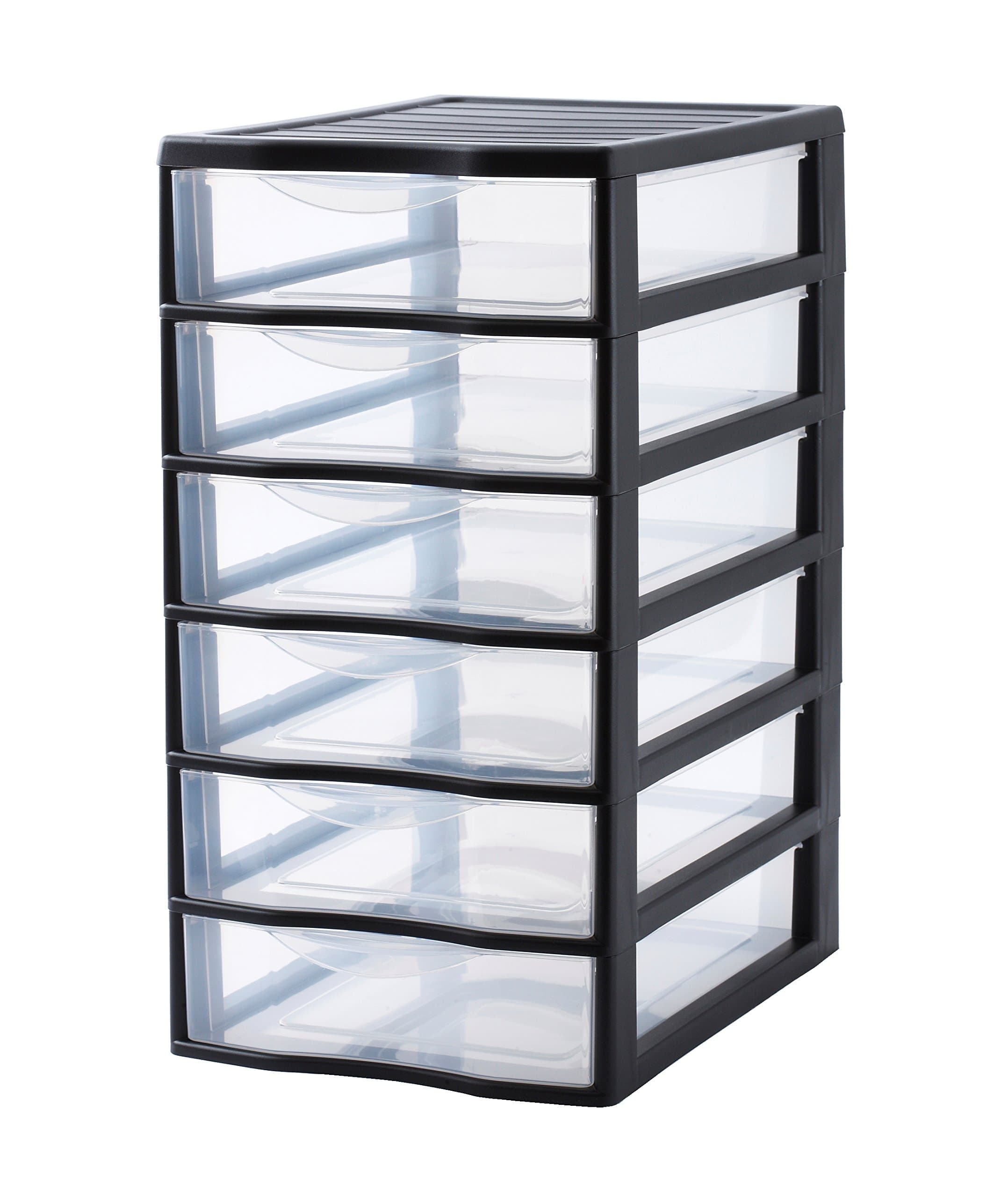 SundisOrgamix Unit with Stop System Ercgonomic Handle, Black, A4 / 6 Drawers