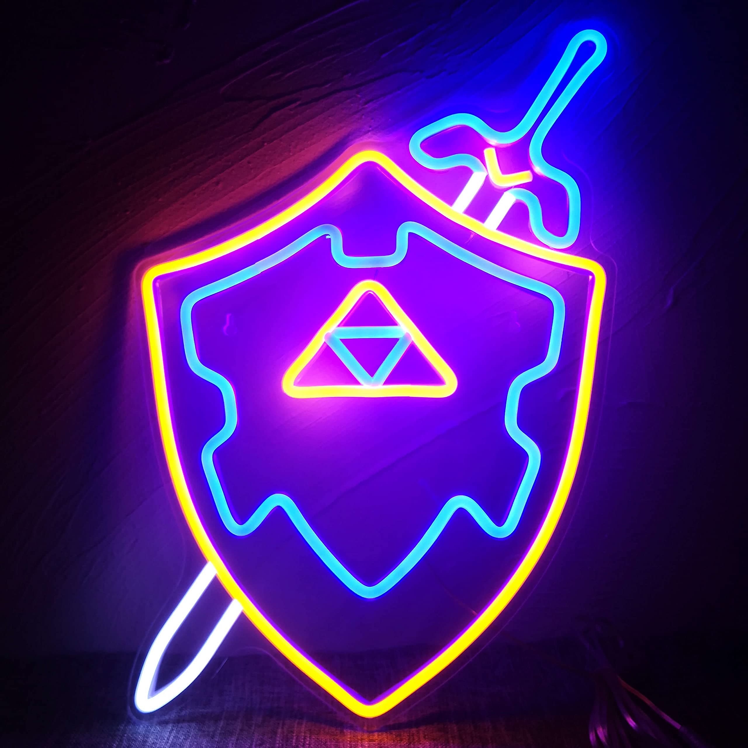 Neon Sign Sword & Shield Master Cool Game Room Decor Gaming Light Sword LED Signs Gamer Gifts for Teen Boys (1. Sword Shield)