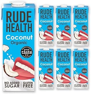 Rude Health 6 x 1 Litre Organic Coconut Dairy-Alt Milk, 100% Natural Organic Drink, Lactose Free, Dairy Free & Gluten-Free, No Added Sugar, Award-Winning, Healthy & Vegan, 100% Recyclable Packaging