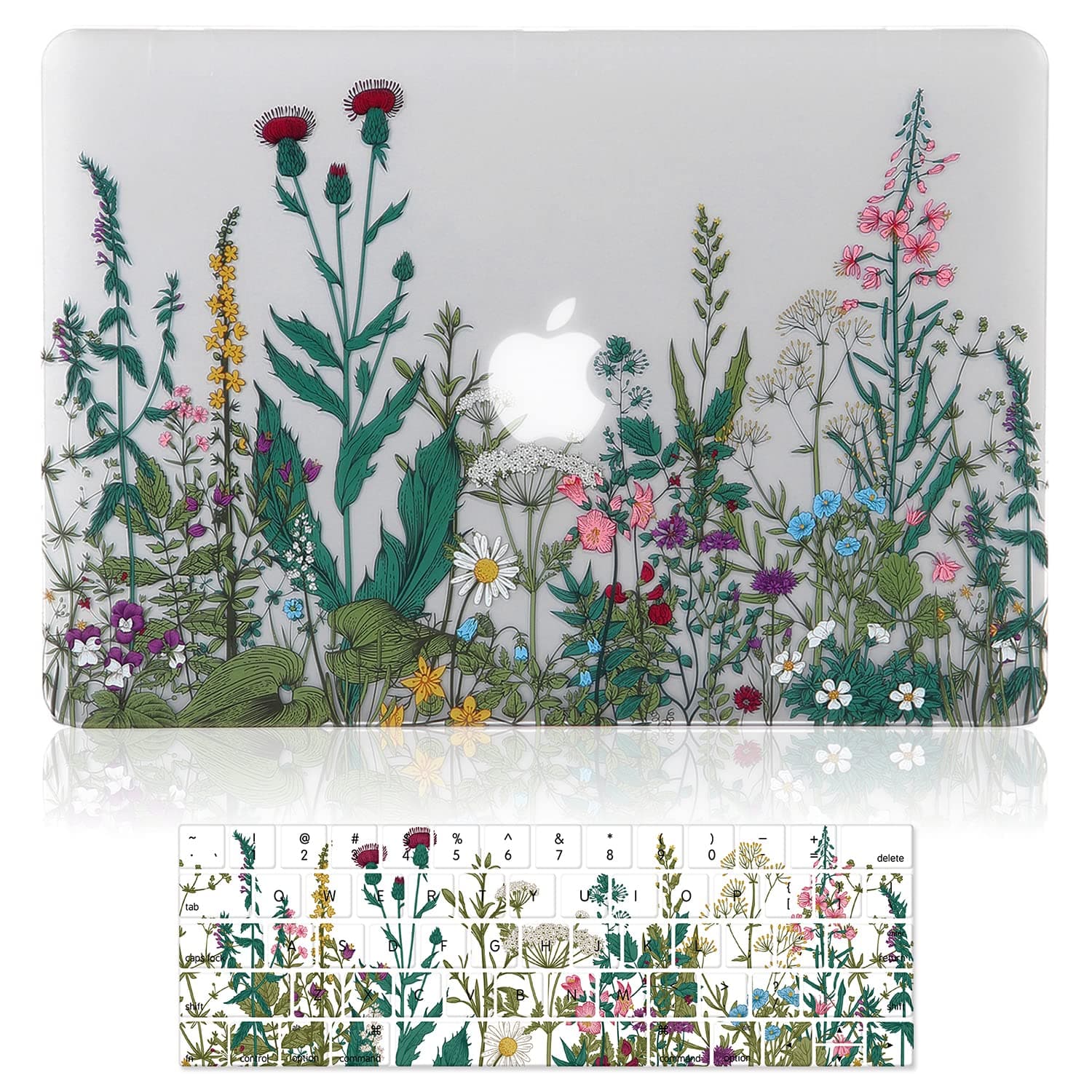 Case for MacBook Pro 15 inch (A1990/A1707, 2019-2016 Release), 3D Effect Matte Clear See Through Hard Cover & Keyboard Cover Compatible Mac Pro 15.4 with Touch Bar Touch ID - Garden Flowers