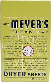Mrs. Meyers Clean Day Dryer Sheets, Lemon Verbena, 80 Count