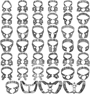 SURGICAL ONLINE Premium Endodontic Rubber Dam Clamp Kit Different Kinds, Dental Procedure Tools, High-Quality Stainless Steel, Professional Dental Supplies, Multipack Dental Clamps (40 Pcs.)