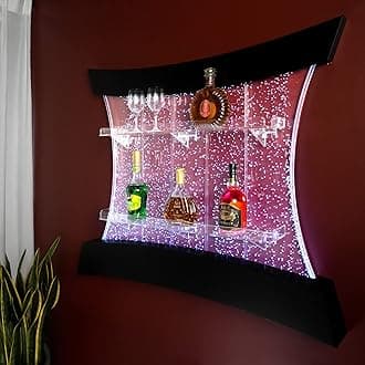 PONDO Multifunctional LED Changing Water Bubble Wall Mounted Wine Cabinet with 7-Color Display Shelf - Perfect for Living Room, Home, Bar, Buffet, Party, Sensory Items & New Year Decor