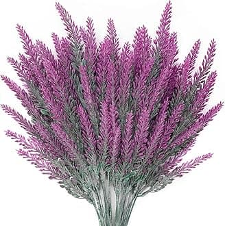 CATTREE Artificial Lavender - Fuchsia 4 Pack, Fake Flowers Plastic Plants Shrubs Bushes for Indoor Outdoor Home Wedding Bridal Party Garden DIY Centerpieces Arrangements Simulation Craft Decoration
