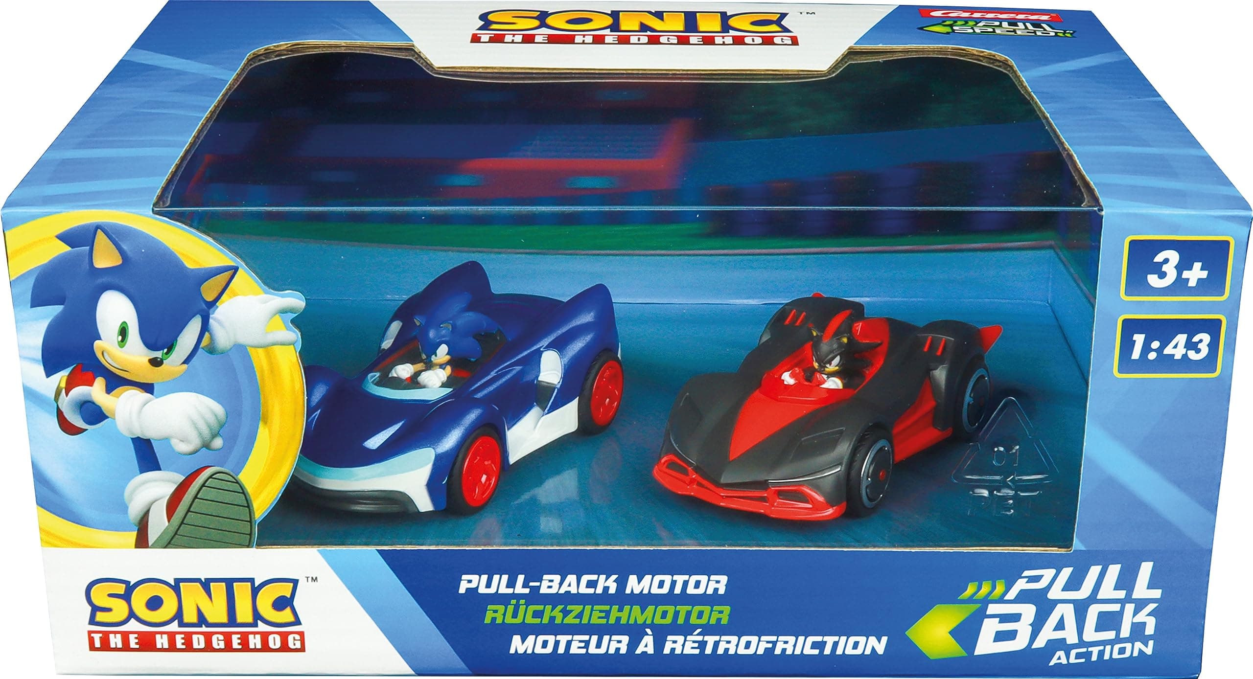 I Carrera | Sonic the Hedgehog I 2 vehicles with pull-back motor I authentic Sonic I characters I ideal as a gift or for your own collection I scale 1:43 I I from 3 years
