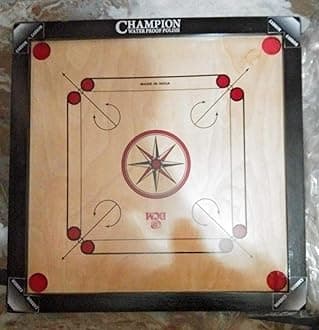 DEV Carrom Board Full CHAKRI 20 Inch Carrom 4MM PLY 1.5 inch Border with Wooden Coins,Striker and Powder (Small size-20 inch )