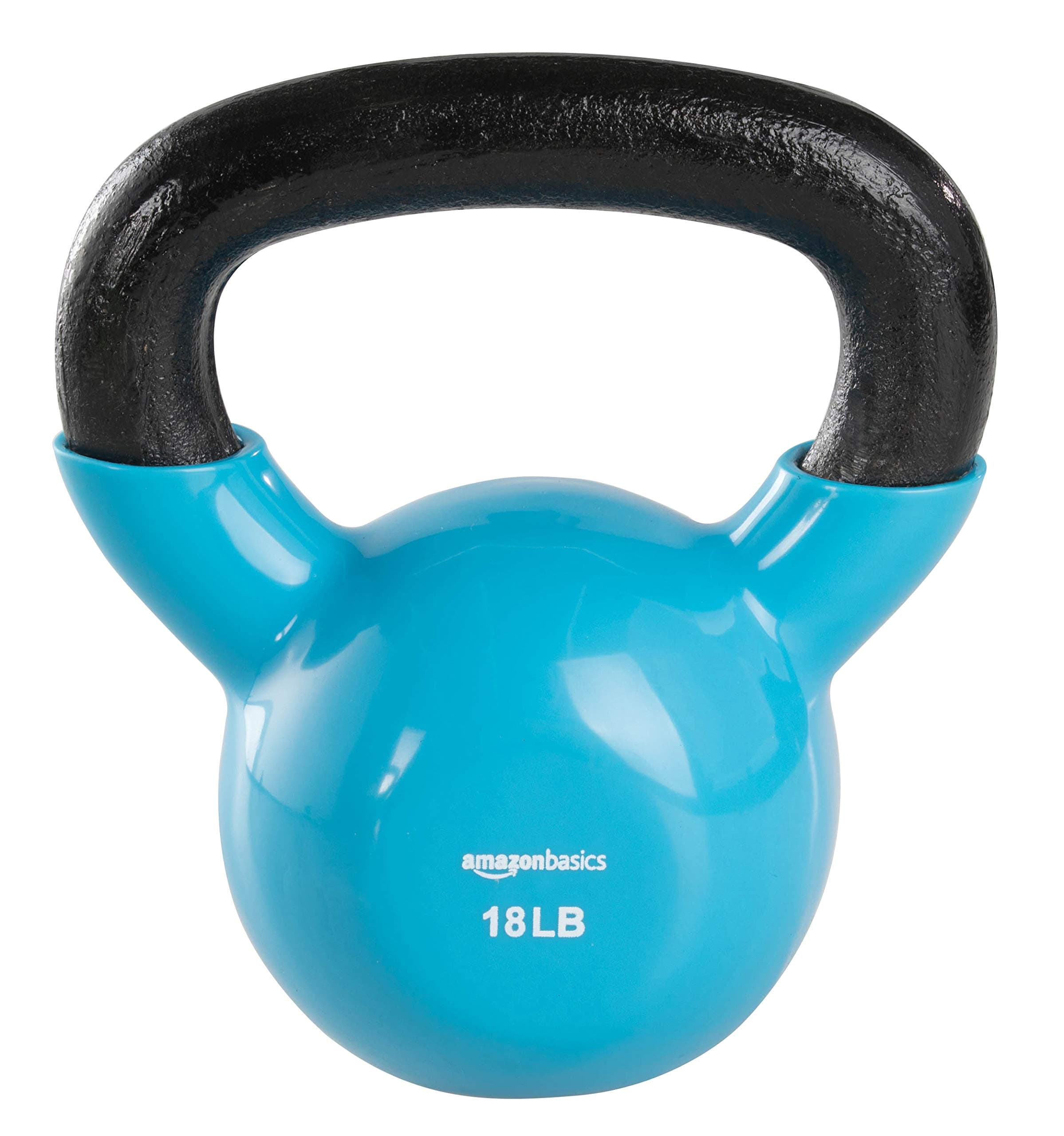 amazon basics Vinyl Kettlebell - 18 Pounds, Light Blue
