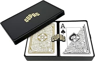 Legacy Design 100% Plastic Playing Cards, Poker Size Jumbo Index Black/Gold Double Deck Set