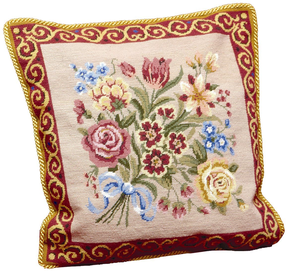 Victorian Bouquet Cushion - Needlepoint Pillow Kit