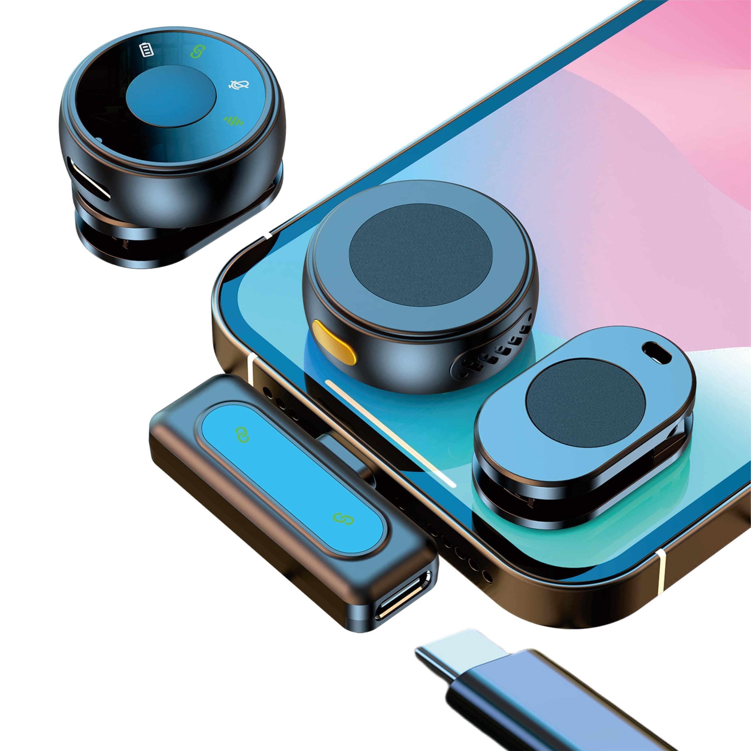 NALACAL USB Microphone for iPhone 15, Mini Video Recording Mic for YouTube, Podcast, Content Creation, Wireless Lav Mic for TikTok, Live Stream, Facebook, Zoom