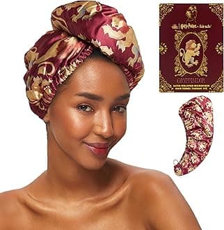 Kitsch Harry Potter x Satin Microfiber Hair Towel Wrap for Women - Super Absorbent, Quick Dry, Anti-Frizz, for Long & Short Hairs, Turbans for Women, Hair Wrap - Gryffindor