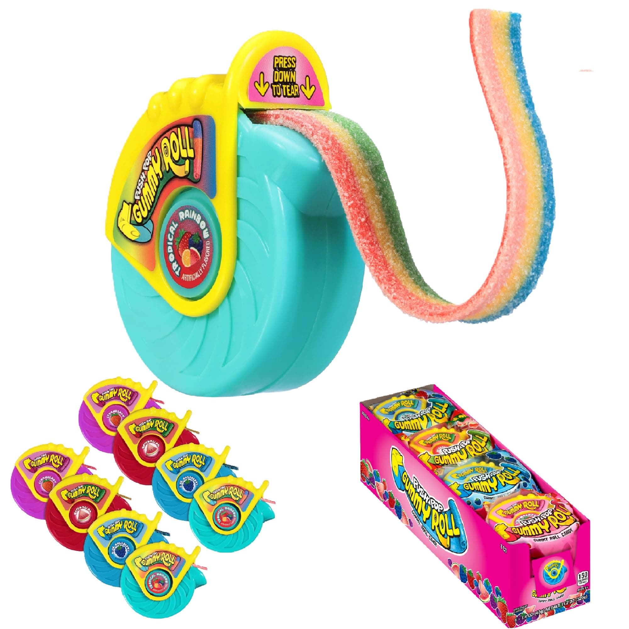 Gummy Roll Candy Gummies, 8 Ct Individually Wrapped Gummies in Assorted Fruity Flavors, Full Size Fun Chewy Candy For Party Favors, Birthday Parties, Goodie Bags, Fun Gifts for Kids