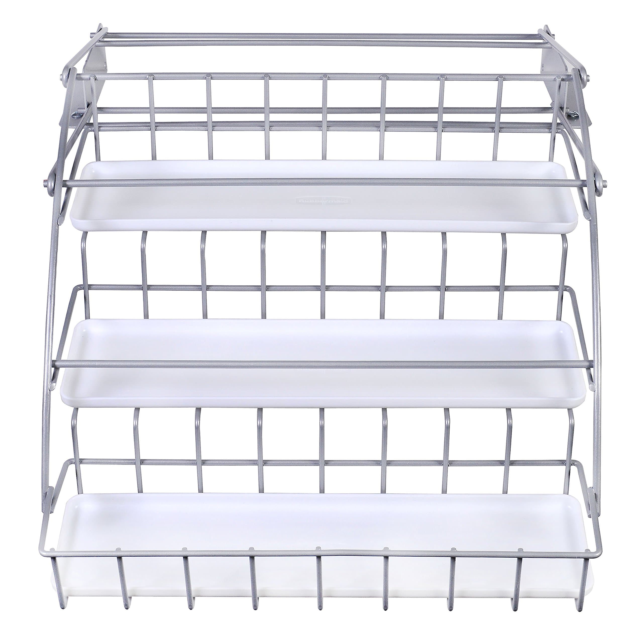 Rubbermaid Pull Down White Spice Rack and Satin Nickel, Clear