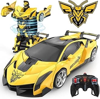 Transform Rc Cars for Boys 4-7 8-12, 2.4Ghz Remote Control Car 1:18 Scale Transforming Robot, One-Button Deformation 360° Rotation Car Toy Gifts for Boys 3-5