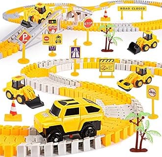 Tragik Construction Toys Race Tracks for Kids, 234 PCS DIY Track Set Boy Toys Age 2 3 4 5 6 Year Old Boy Gifts for 2-6 Year Old Boys Birthday Gifts Toddler Cars Toy Vehicle Toy for Kids Gifts
