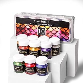 - GRANOTONE Venezia Metallic Acrylic Paint Set Water Based 15 ml Each Pack of 10 Non Toxic Colour Shimmering Effect Multicolor for Artists Beginners Craft Hobby Painters and Kids Made in India