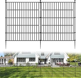 5 Panels No Dig Decorative Outdoor Garden Fence for Yard, 32 in(H) X 11.8 ft(L) Animal Barrier Fencing Rustproof Metal Wire Panel Border for Dog, Rabbits, and Patio Temporary Ground Stakes
