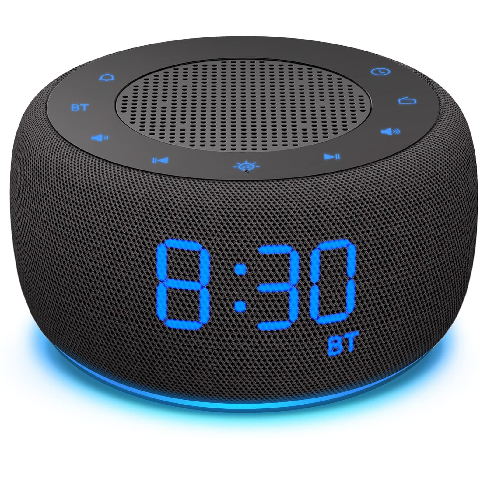 AONELAS BUFFBEE Bluetooth Speaker Alarm Clock with FM Radio - High Fidelity Sound, Full Range Dimmer, Plugged in Alarm Clock Radio for Bedroom