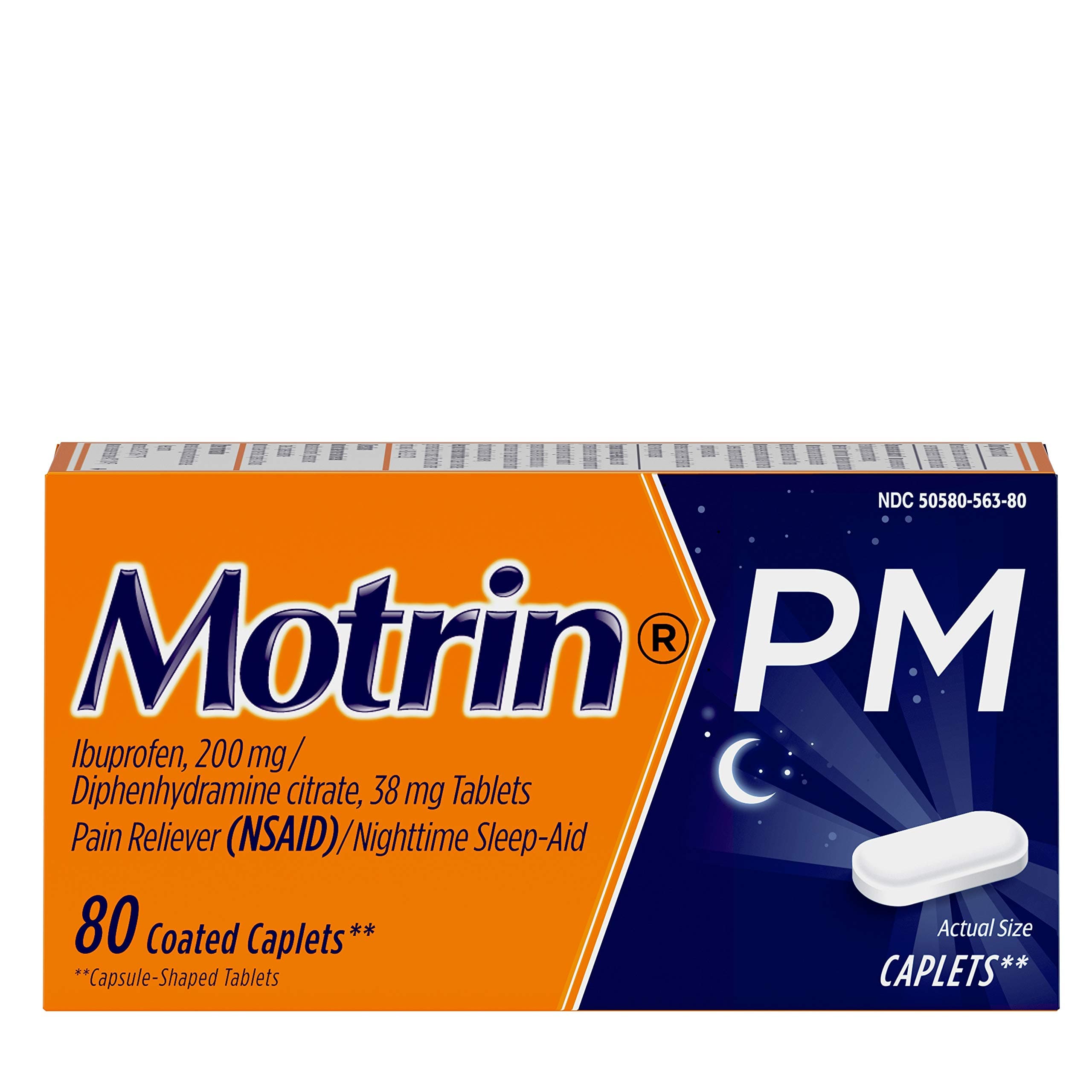 Motrin PM Pain Reliever, Coated Caplets - 80 count, 2 Pack