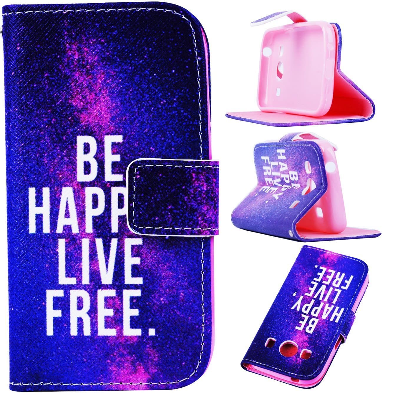 A7 Case Samsung Galaxy A7/A700 Kickstand Case,MOUSE Monster Be Happy Live Free Design Premium PU Leather [Stand Feature] Magnet Flip Kickstand Case Cover for Samsung Galaxy A7/A700
