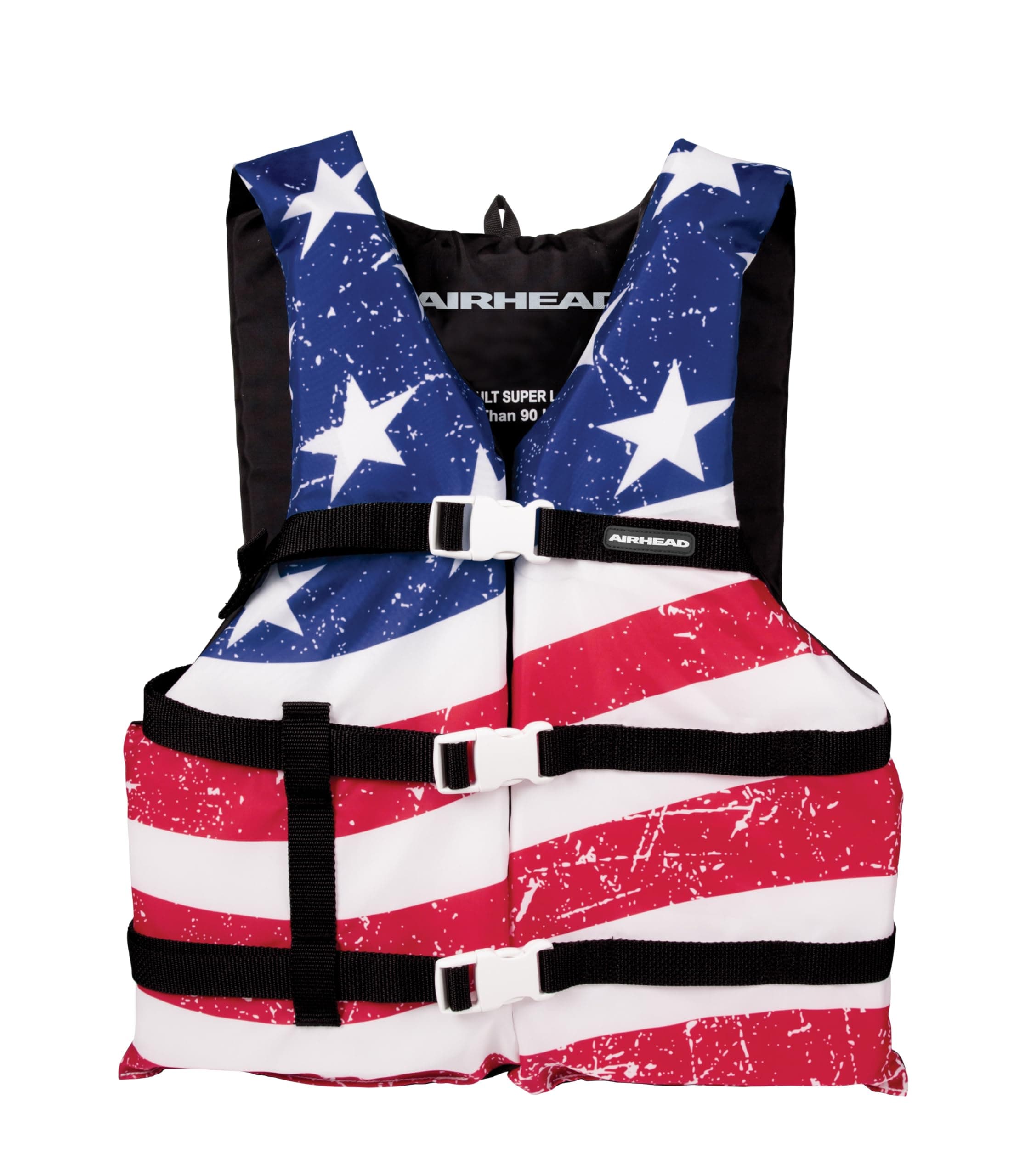 Sportstuff Type III Life Jacket US Coast Guard Approved Open Sides with 3 Body Belts & Buckles Quick Dry Fabric, Secure Fit, Comfortable Stars & Stripes