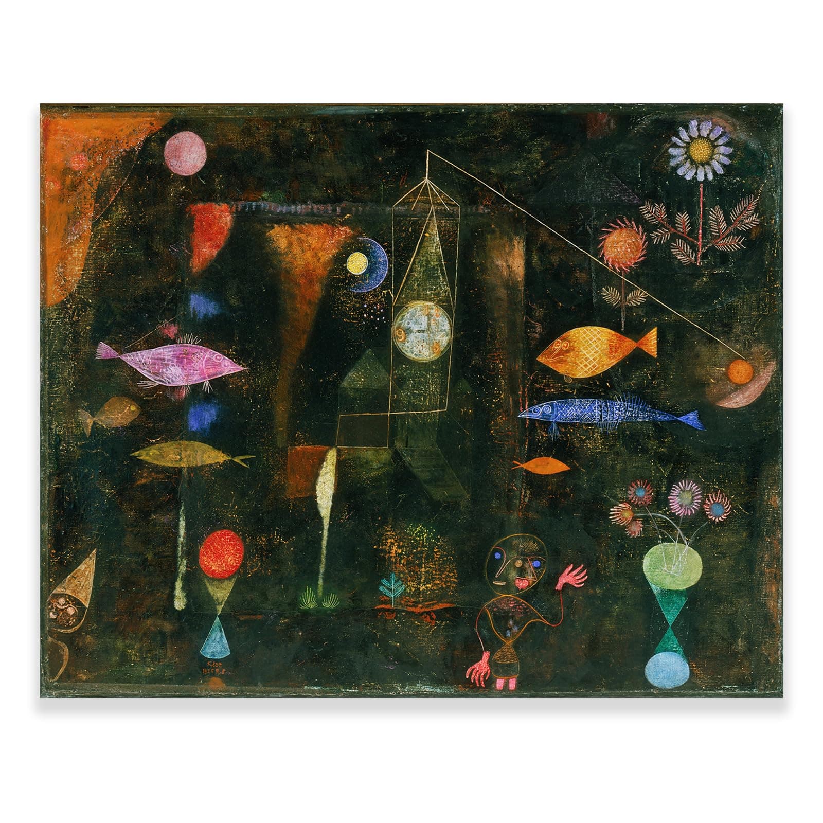 Generic Paul Klee Art Prints - Fish Magic Canvas Poster - Fish Art Poster with a Difference - Modern Wall Decoration for Dining Room Living Room Aesthetics Poster Unframed (12x15inches/30x38cm)