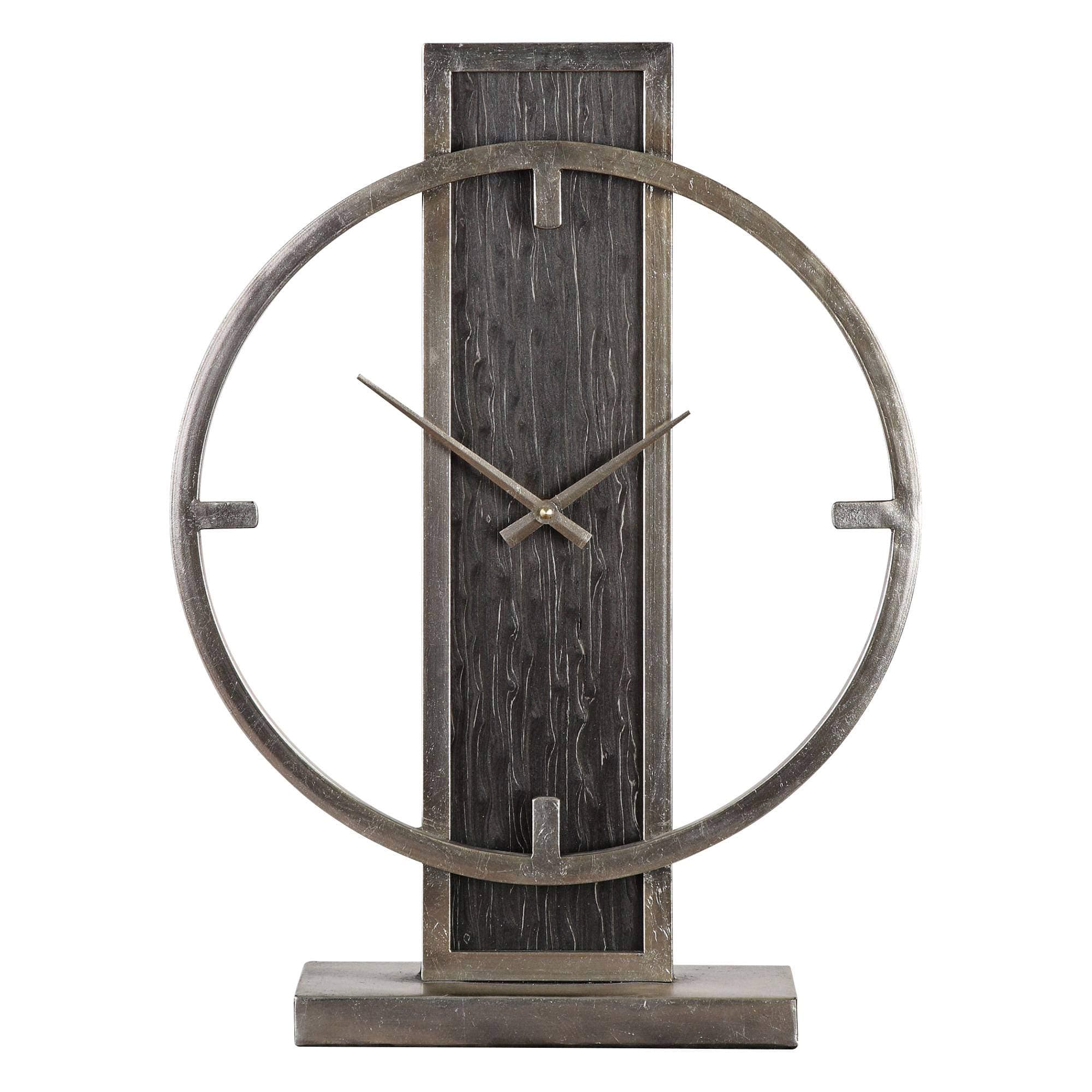 Uttermost Nico Antiqued Silver Champagne 20" H Table Clock