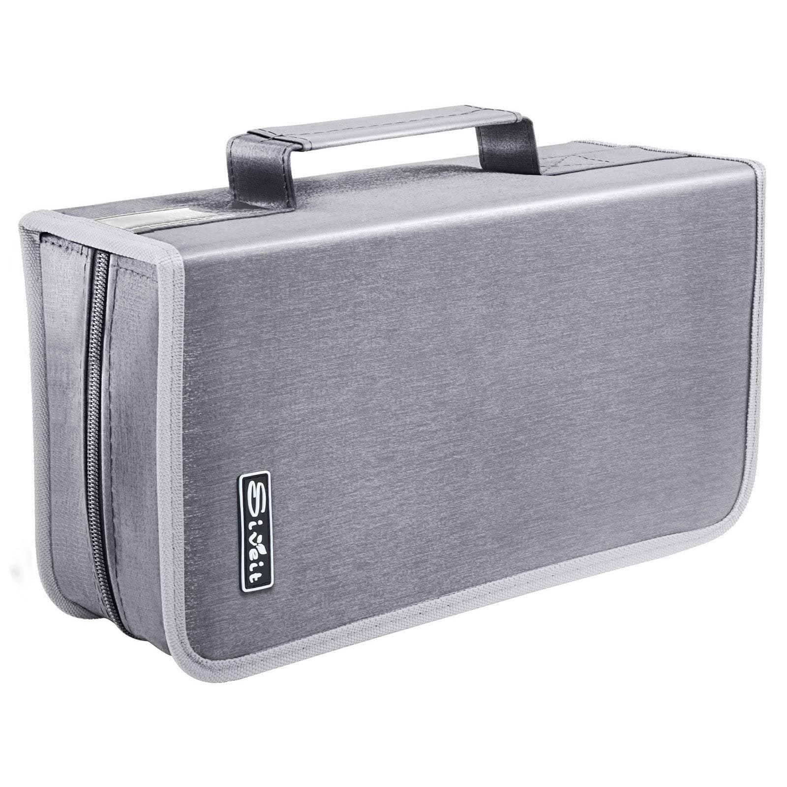 SiveitDVD Case Holder, CD/DVD Case Wallet Binder Holder 160 Capacity CD DVD Cases Organizer Portable CD Binder Wallet for Home Travel (Silver)