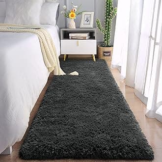 Chicrug Soft Runner Rugs for Bedroom Living Room Plush Fluffy Rug 2x8 Feet, Shag Furry Runner Carpet Non Shedding for Nursery Children Kids Girls Room Home Decorative,Dark Gery