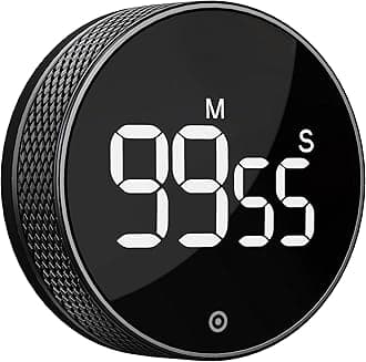 BlueSnail Kitchen Timer with LED Digital Display Smart Efficana for Home Classroom Gym Office, Volume and Brightness Adjustable Productivity Timer (All Black)