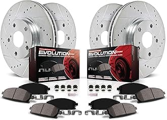 Front and Rear Brake Kit For Dodge Durango 2011-20 | Jeep Grand Cherokee 2011-16 - Drilled and Slotted Disc Rotors with Ceramic Brake Pads Replacement, K5952
