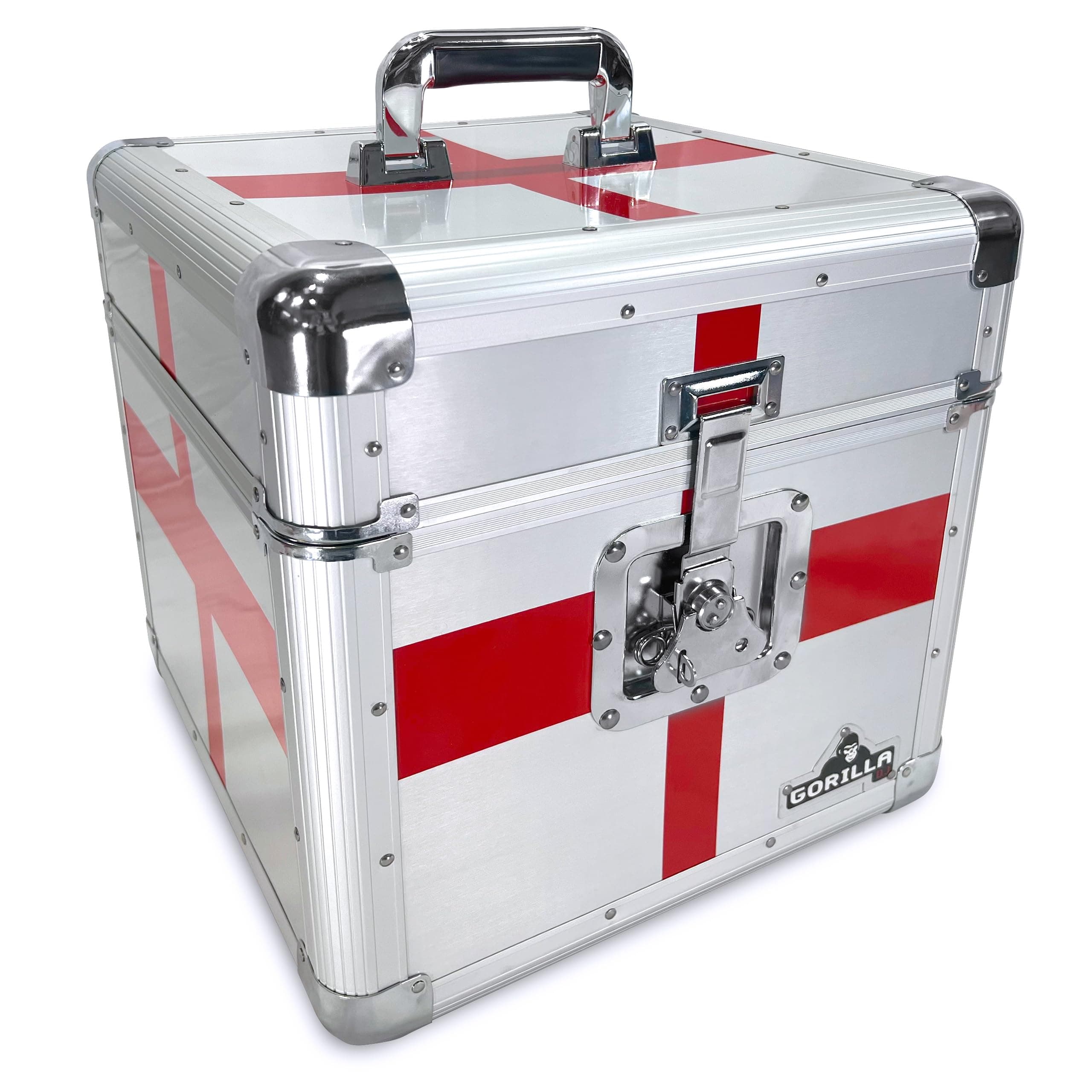 Gorilla 12" LP Vinyl Record Storage Box Flight Carry Case Holds 100pcs Saint George's Cross