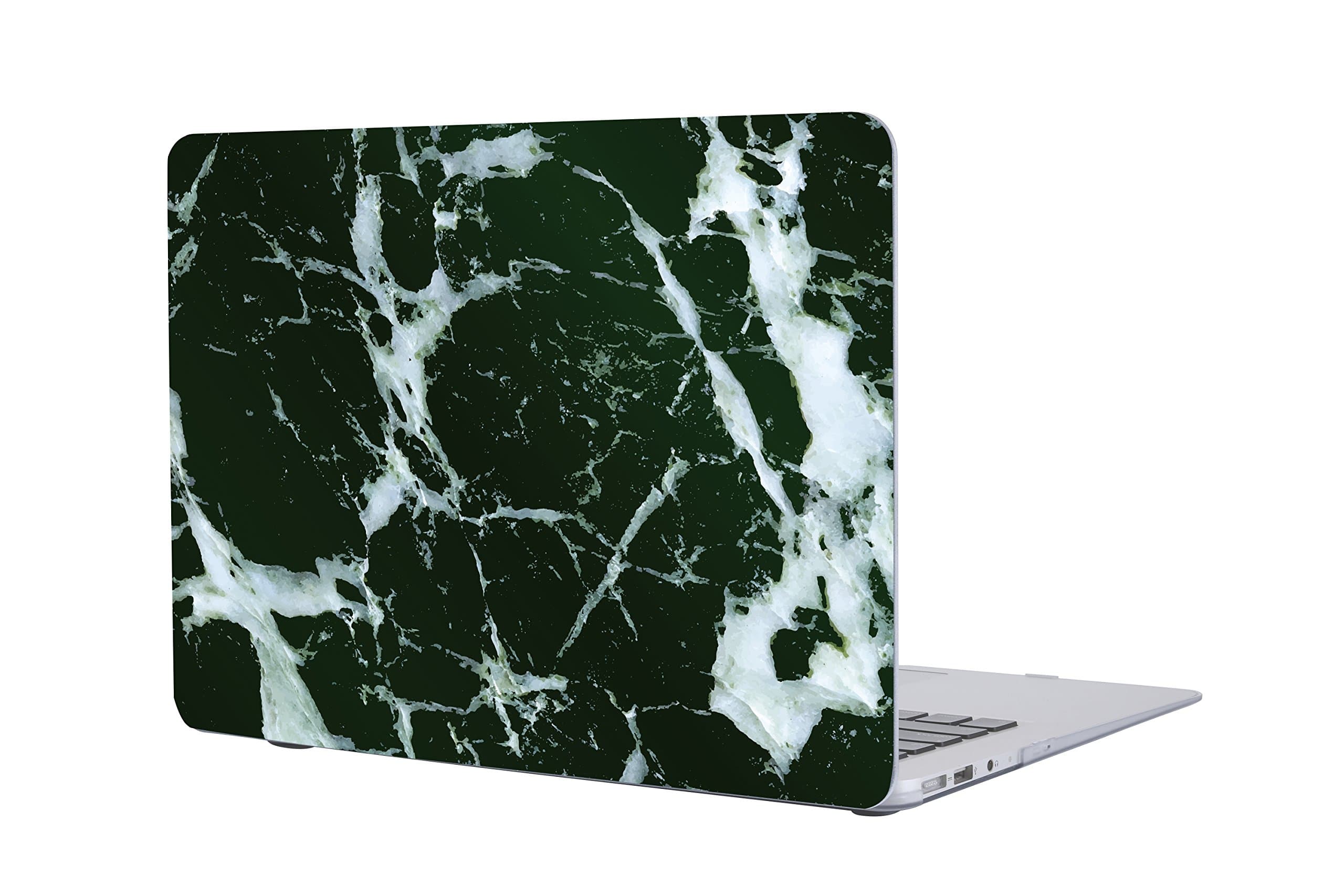 MacBook Pro 13” Case A1502 / A1425, Salmen Plastic Hard Matte Shell Case Cover with Keyboard Cover ONLY for MacBook Pro 13 Inch with Retina Display No CD-ROM Driver (Black Green-Marble v)