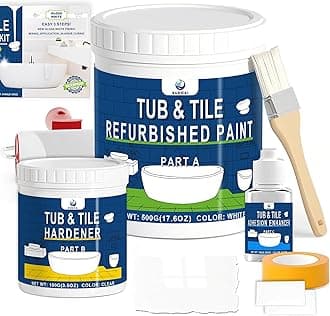 XUDOAI Bathtub Refinishing Kit Gloss White 21.5oz Tub Paint Reglazing, Tools Included for Bathroom, Kitchen, Shower, Porcelain, Sink, Ceramic