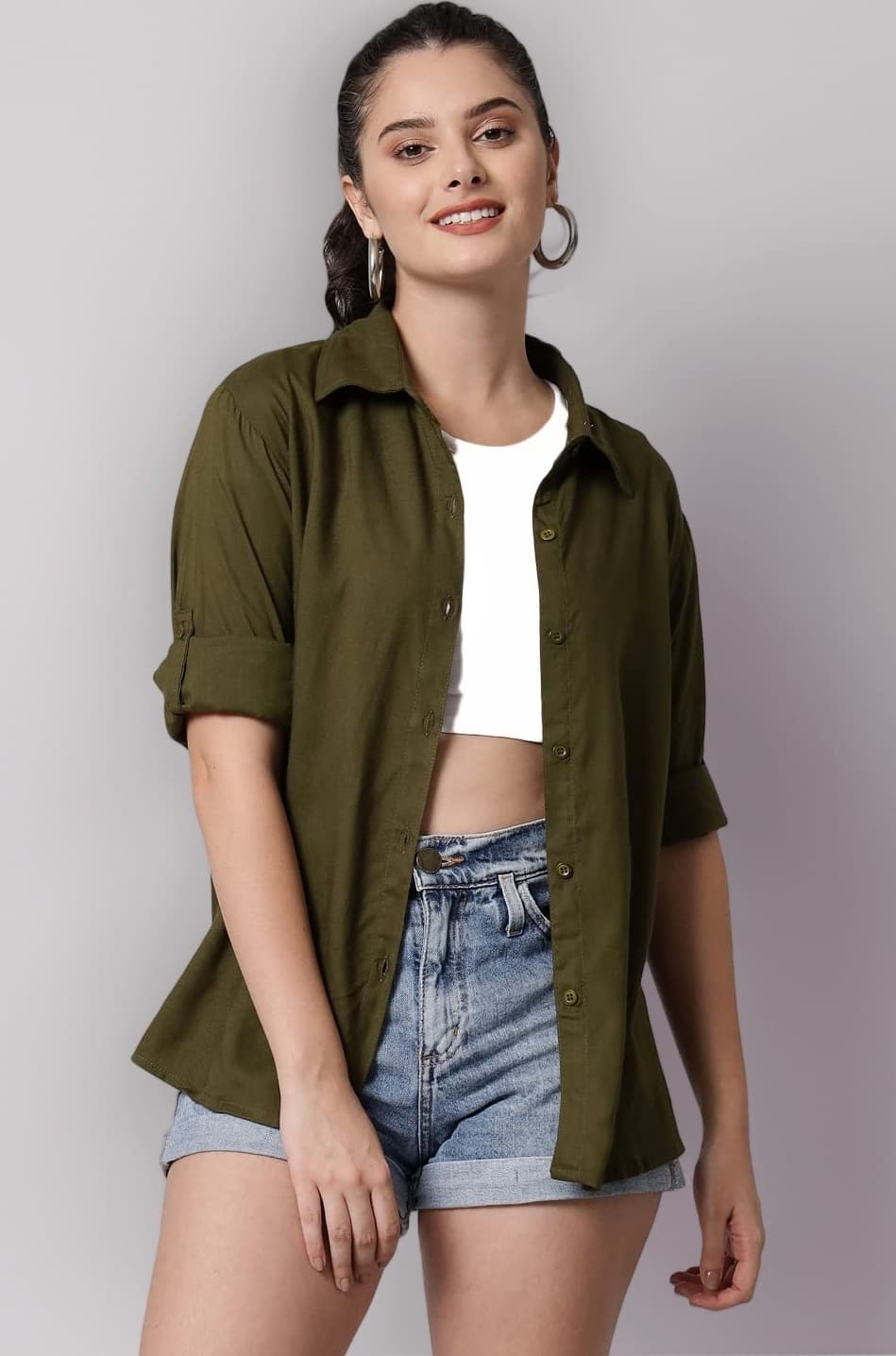 Women Oversized Casual Rayon Shirt
