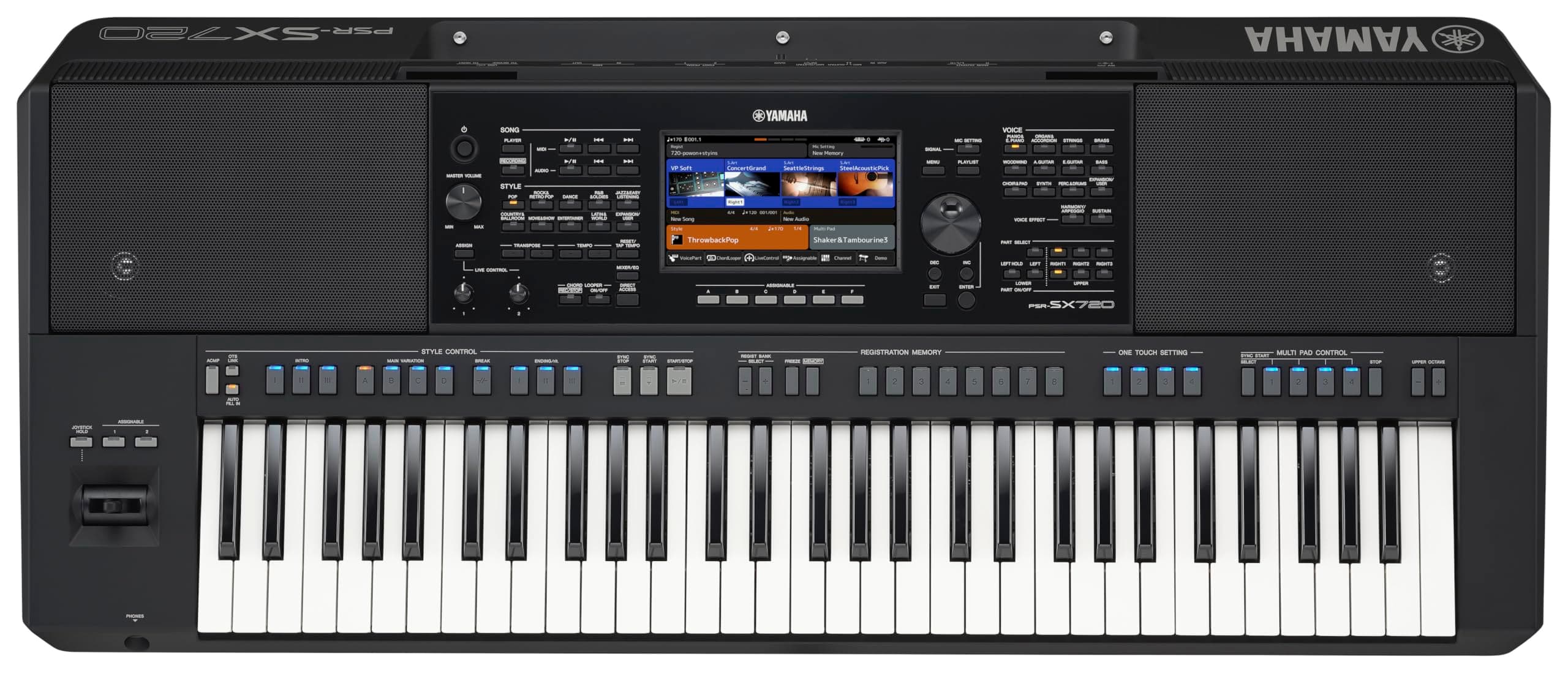 Yamaha 61-Key Arranger Keyboard, Multiple Styles and Voices, Assignable Live Control Knobs PSRSX720