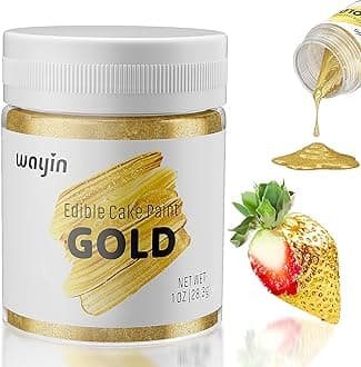 Gold Food Coloring Metallic Glitter Paint for Baking-Wayin Upgraded Vibrant Color Edible Glitter Cake Paint for Art Decorative Food Grade Shimmer Paint forCupcakes, Cookie, Donuts, Fondant, Candy,