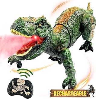 Richgv Robot Dinosaur Toys for Kids 5-7,Remote Control Dinosaur for Boys with Realistic Legs & Spray Stream RC Tyrannosaurus Toys for Kids 4 5 6 7 8 Year Old boy Birthday Gift, Green