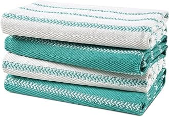 Kitchen Towels Set - Pack of 4 Cotton Dish Towels for Drying Dishes, 18”x 28”, Absorbent Tea Towels, Quick Drying Kitchen Towel Set - Peacock Blue