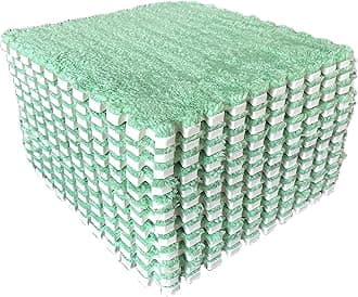 12pcs Tiled Puzzle Play Mats Interlocking Shaggy Soft EVA Foam Mats Protective Floor for Children Kids Room Home Parlor Bedroom(MintGreen)