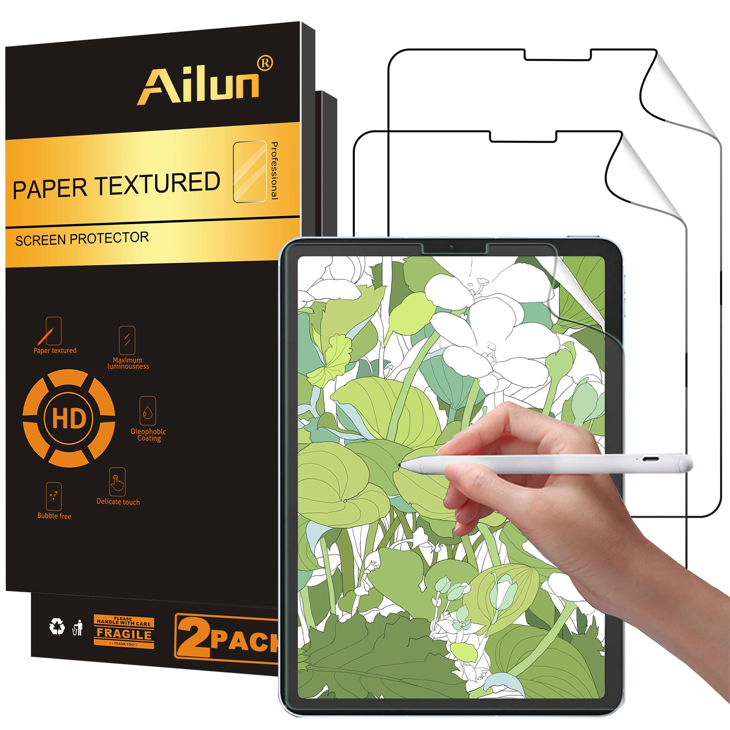 Ailun Paper Textured Screen Protector for iPad Air 4/5 Generation[10.9 Inch,2022 5th &2020 4th Gen],iPad Pro 11 Inch[2022&2021&2020&2018 Release] 2Pack Draw and Sketch Like on Papertouch Anti Glare