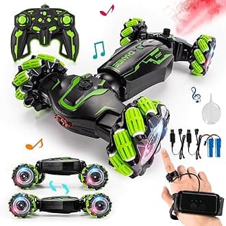 TADOZIC 4WD Remote Control Gesture Sensor Car,Hand Controlled RC Stunt Car,Double-Sided Vehicle 360° Rotation with Light and Music Spray, Watch Toy Cars for Boys & Girls Birthday