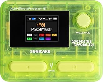 SONICAKE QME-10TGN Pocket Master-Multi Effects Guitar Pedal with 9 Effects Modules 100 Drum Rhythms and Looper 100 Presets 20 Amp/Cab Electric Guitar Effects Processor OTG USB Audio Interface BT