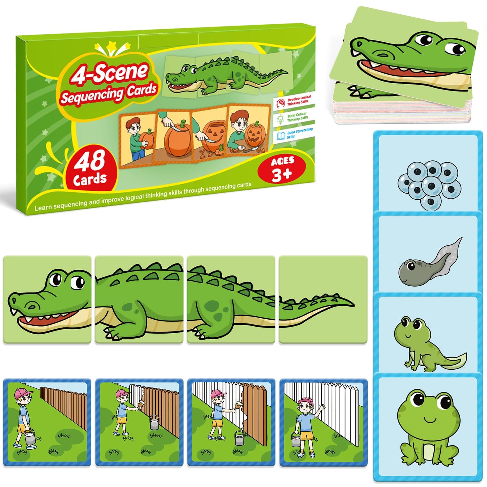Kasfalci Sequencing Cards,Sequence Board Game for Kids,Speech Therapy Materials Toys for Autism,Story Storytelling,Social Skills,Sentence Building,Preschool Learning Activities,Classroom & Homeschool