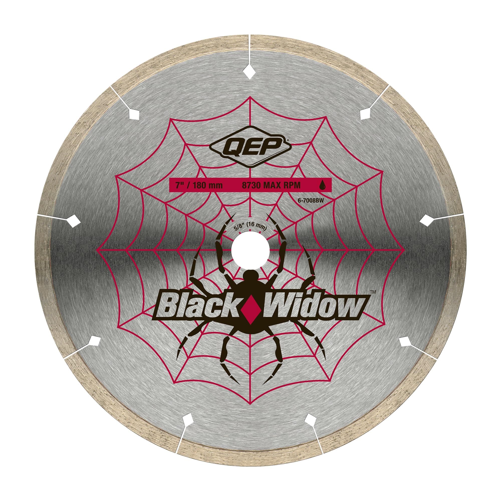 QEP 7" Black Widow Premium-Grade, Thin Rim Diamond Blade for Wet Cutting of Porcelain, Ceramic, Granite and Marble Tile