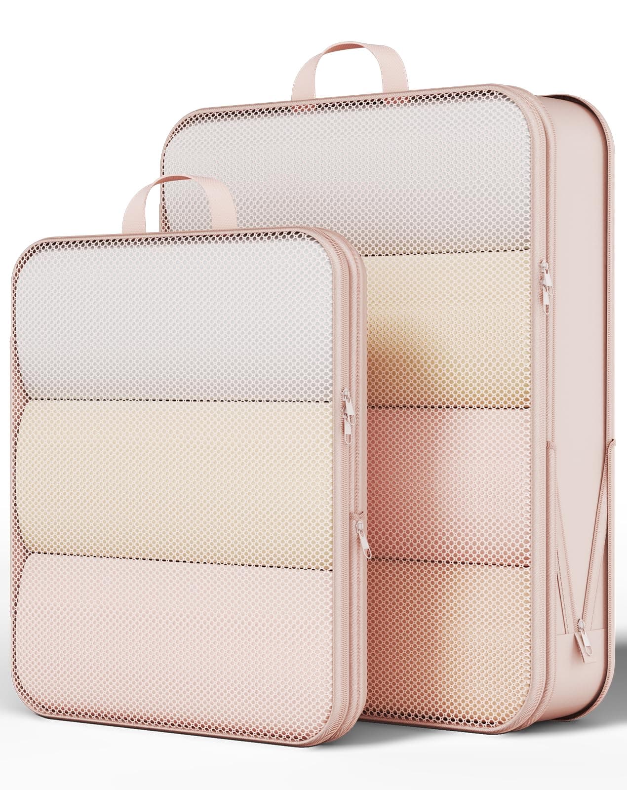 Veken 2/6/9/11 Set Compression Packing Cubes for Travel Essentials,Compressible Expandable Large Luggage Suitcase Organizer Bags for Clothing,Durable Space Saver Storage Bags(Beige)