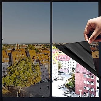 One Way Window Privacy Film with Tools, Heat Control Window Tint for Home, Explosion-Proof Premium PET Material Sun Blocking Anti UV Reflective Window Film, Cosmic Black,17.5 Inch x 16.4 Feet