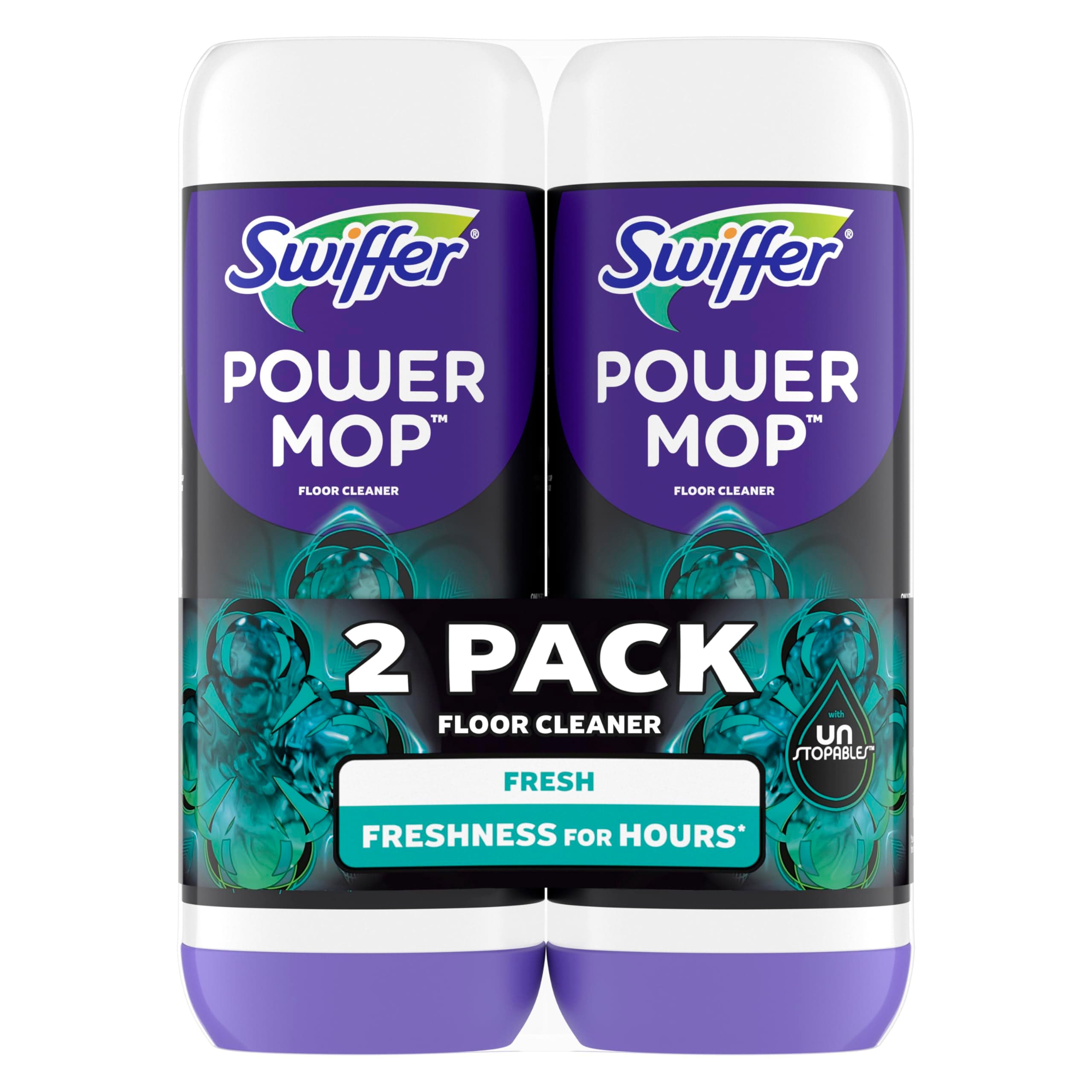 Swiffer PowerMop Floor Cleaning Solution with Unstopables Fresh Scent, 25.3 fl oz, 2 Pack